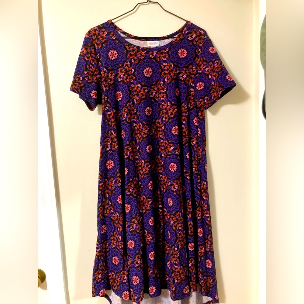 Purple floral pattern Lularoe carly style dress size S